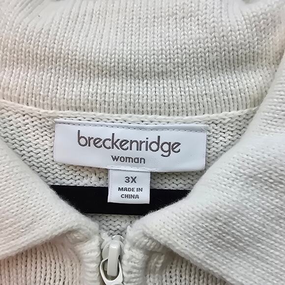 Breckenridge Holiday Sweater Vest Womens 3X Ivory Full Zip Christmas Tree Snow - Picture 4 of 9